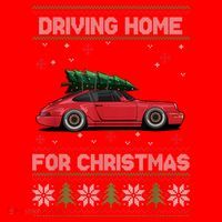 Christmas Tree Oldtimer Car Xmas Ugly Sweater Pullover Look Santa Hat thumb 1