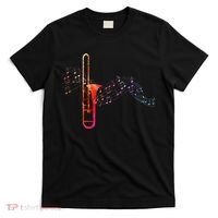 Colorful Trombone On Music Sheet For Trombonist T-Shirt thumb 0