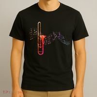 Colorful Trombone On Music Sheet For Trombonist T-Shirt thumb 3