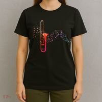 Colorful Trombone On Music Sheet For Trombonist T-Shirt thumb 4