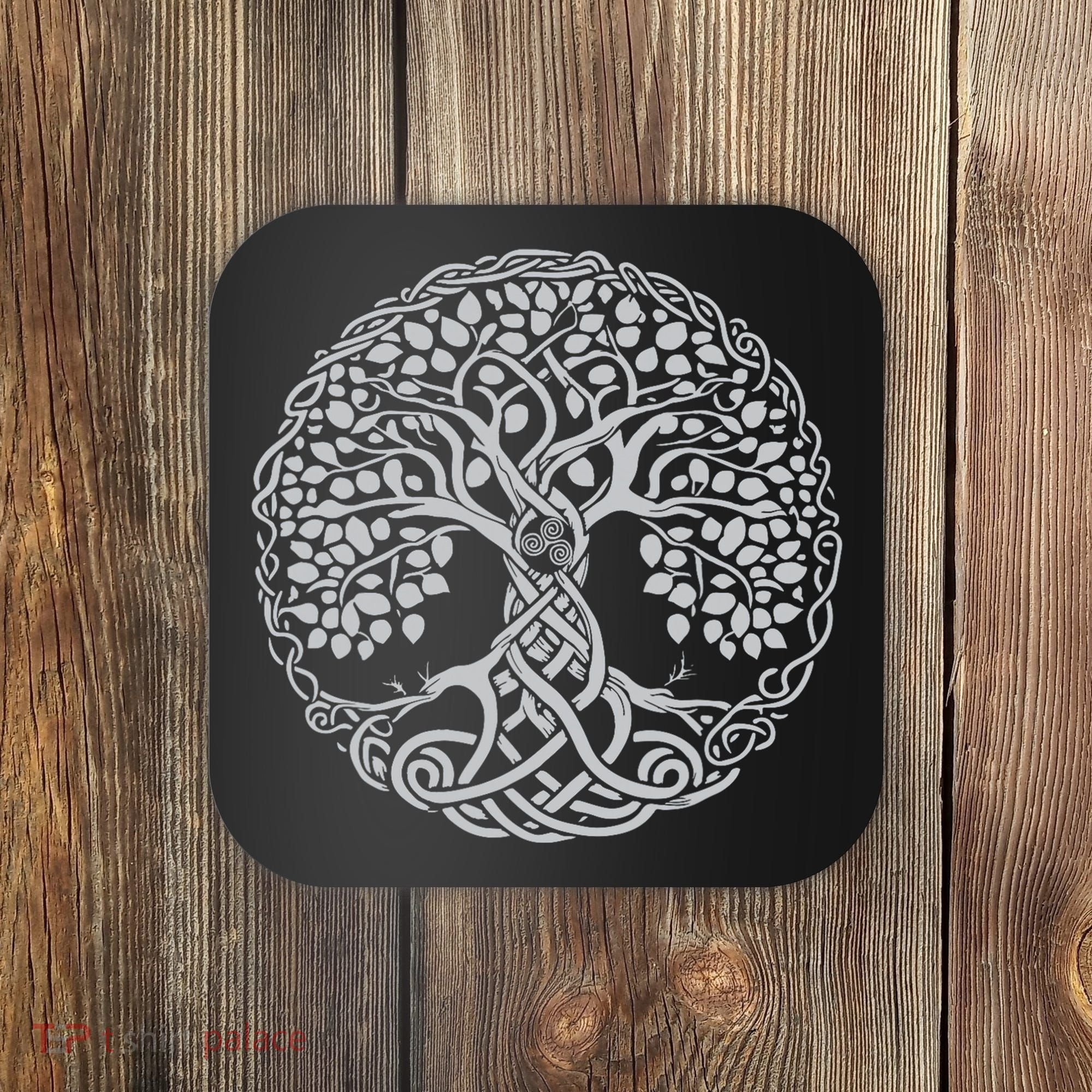 Celtic Tree Of Life Or Gaelic Knotwork Art Oak Coaster