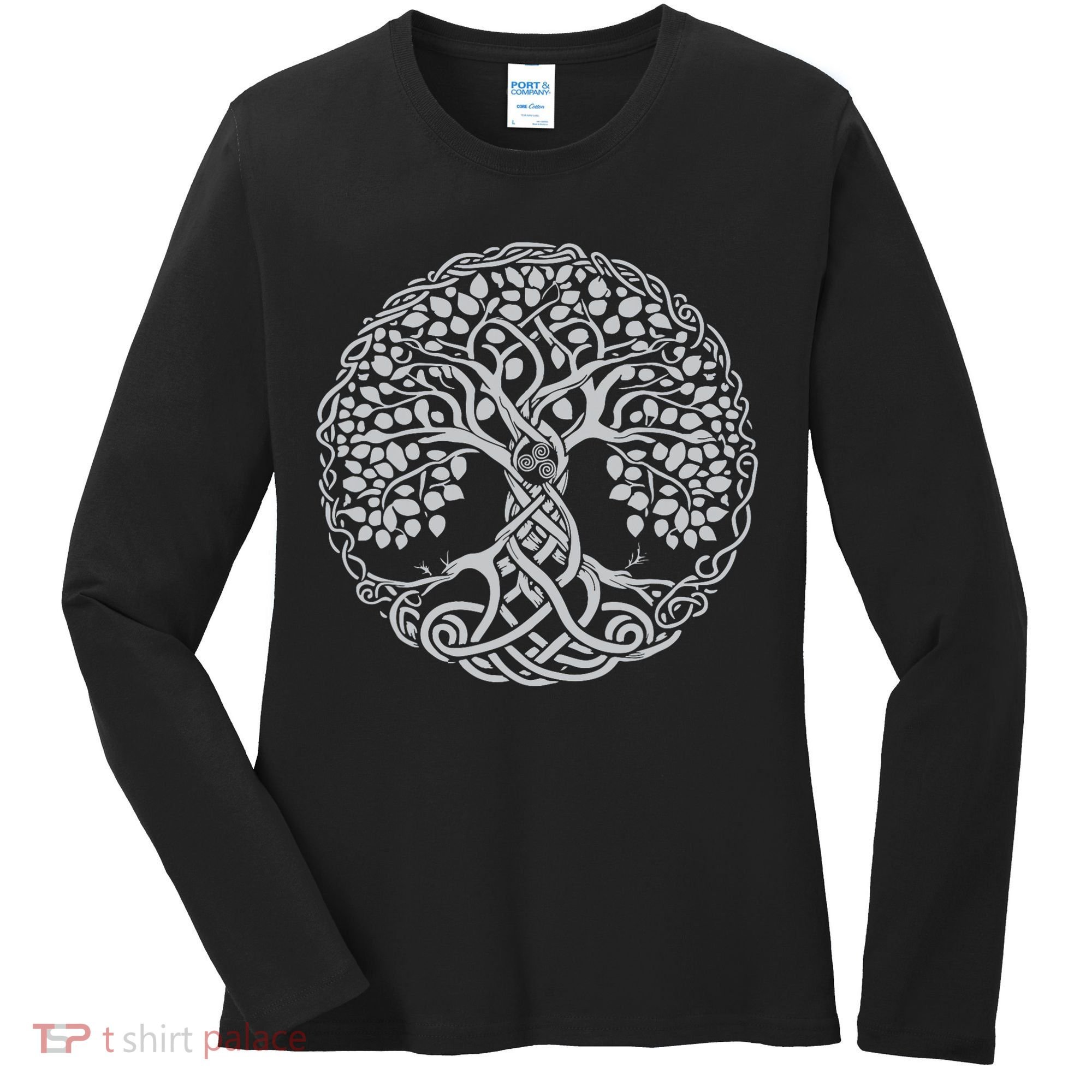 Celtic Tree Of Life Or Gaelic Knotwork Art Oak Women's Long Sleeve Shirt