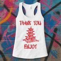 Chinese Take Out Thank You Enjoy Halloween 2020 Costume Women's Tank Top thumb 3