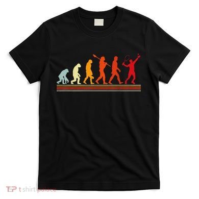 Cute Tennis Player Evolution Retro Vintage Color T-Shirt