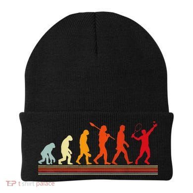 Cute Tennis Player Evolution Retro Vintage Color Beanie
