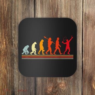 Cute Tennis Player Evolution Retro Vintage Color Coaster