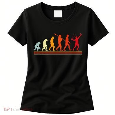 Cute Tennis Player Evolution Retro Vintage Color Women's T-Shirt