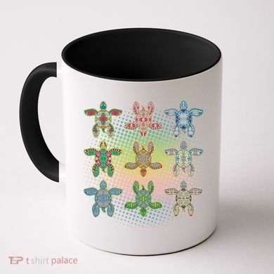 Colorful Tribal Pattern Sea Turtles Coffee Mug