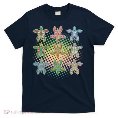 Colorful Tribal Pattern Sea Turtles T-Shirt