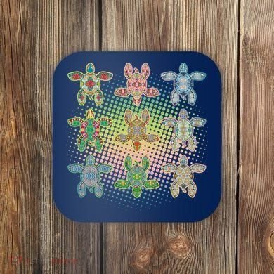 Colorful Tribal Pattern Sea Turtles Coaster