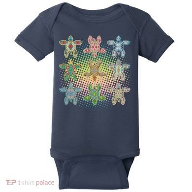 Colorful Tribal Pattern Sea Turtles Baby Bodysuit