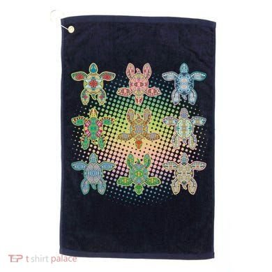 Colorful Tribal Pattern Sea Turtles Golf Towel