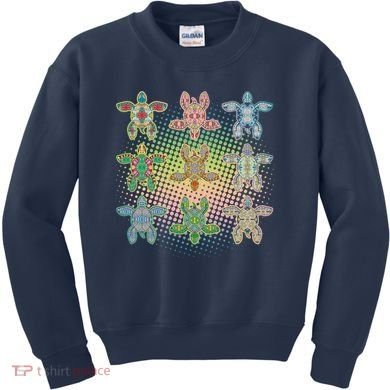 Colorful Tribal Pattern Sea Turtles Kids Sweatshirt