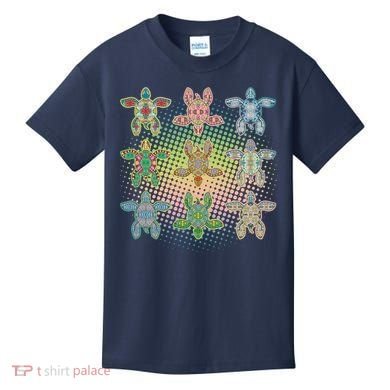 Colorful Tribal Pattern Sea Turtles Kids T-Shirt