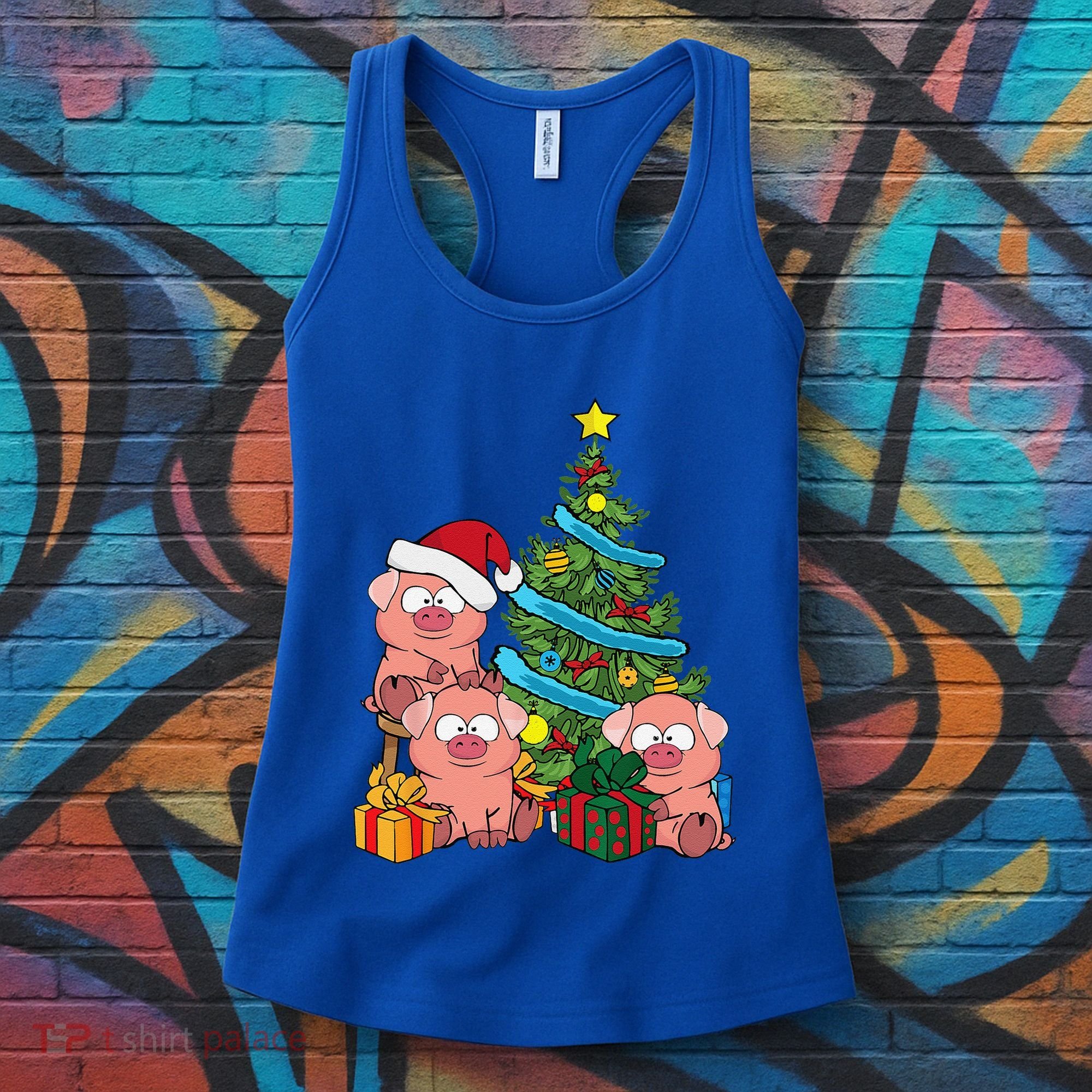 Christmas Tree Pig Lover Farm Animals Swine Pig Women's Tank Top