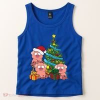 Christmas Tree Pig Lover Farm Animals Swine Pig Tank Top thumb 2