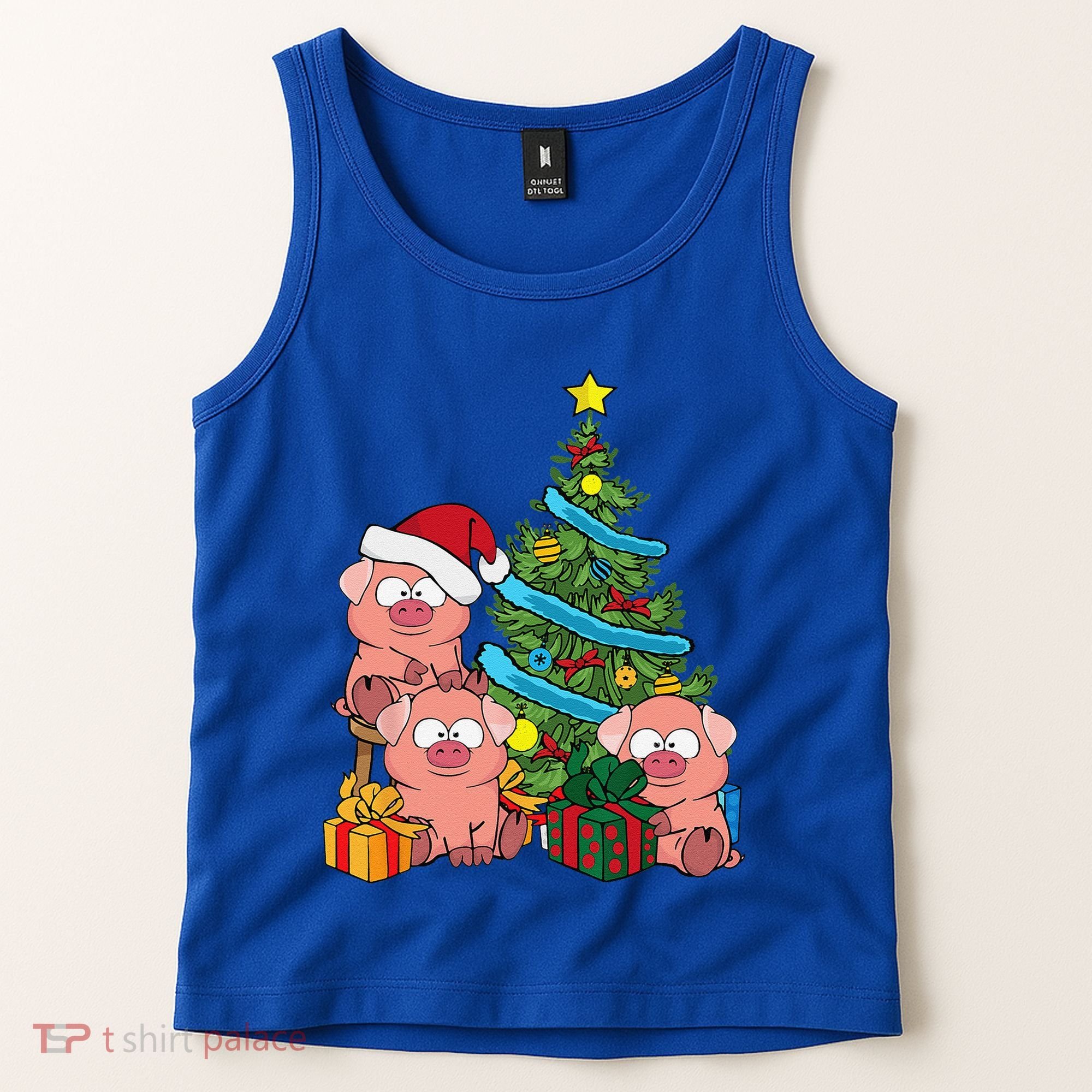 Christmas Tree Pig Lover Farm Animals Swine Pig Tank Top