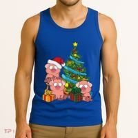 Christmas Tree Pig Lover Farm Animals Swine Pig Tank Top thumb 3