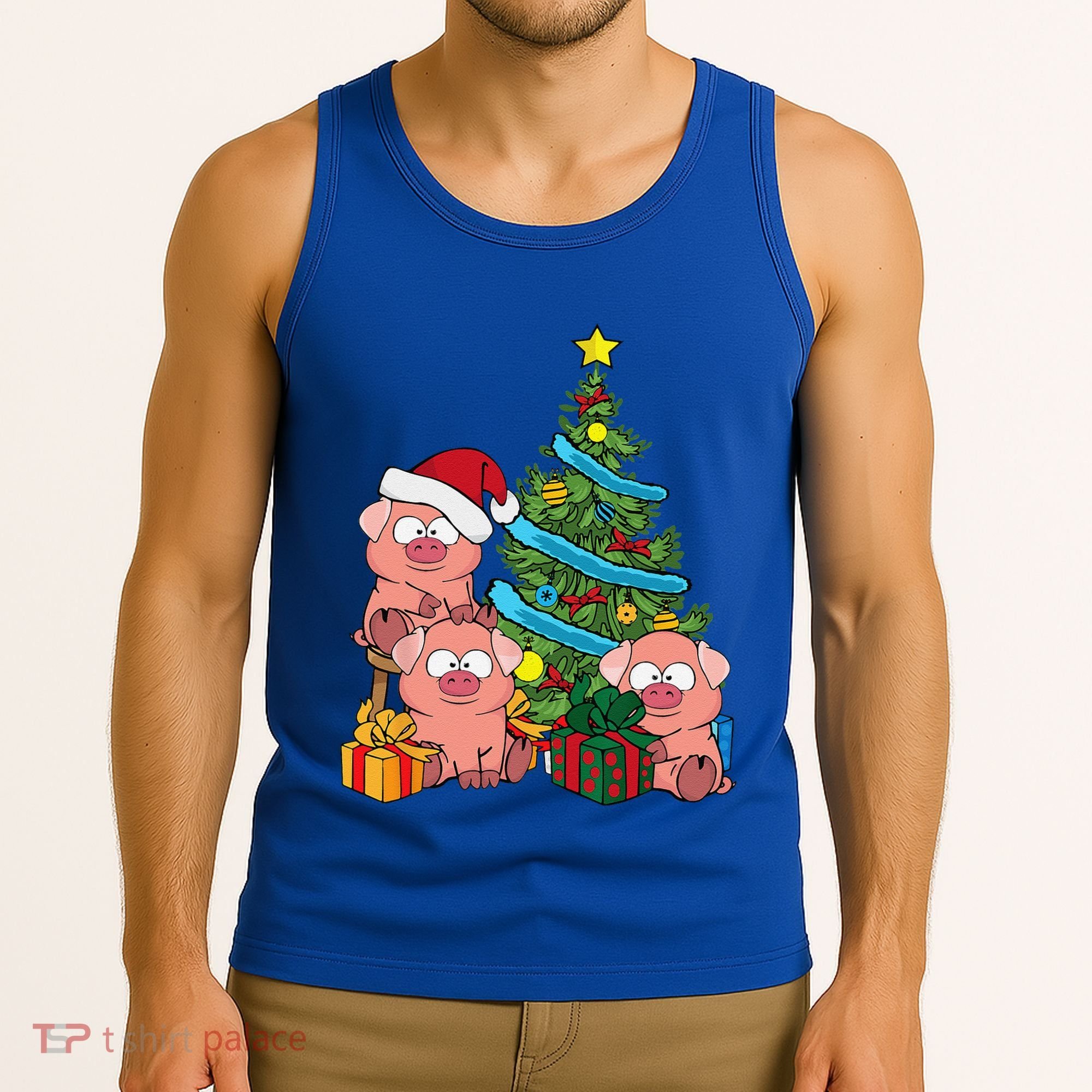 Christmas Tree Pig Lover Farm Animals Swine Pig Tank Top
