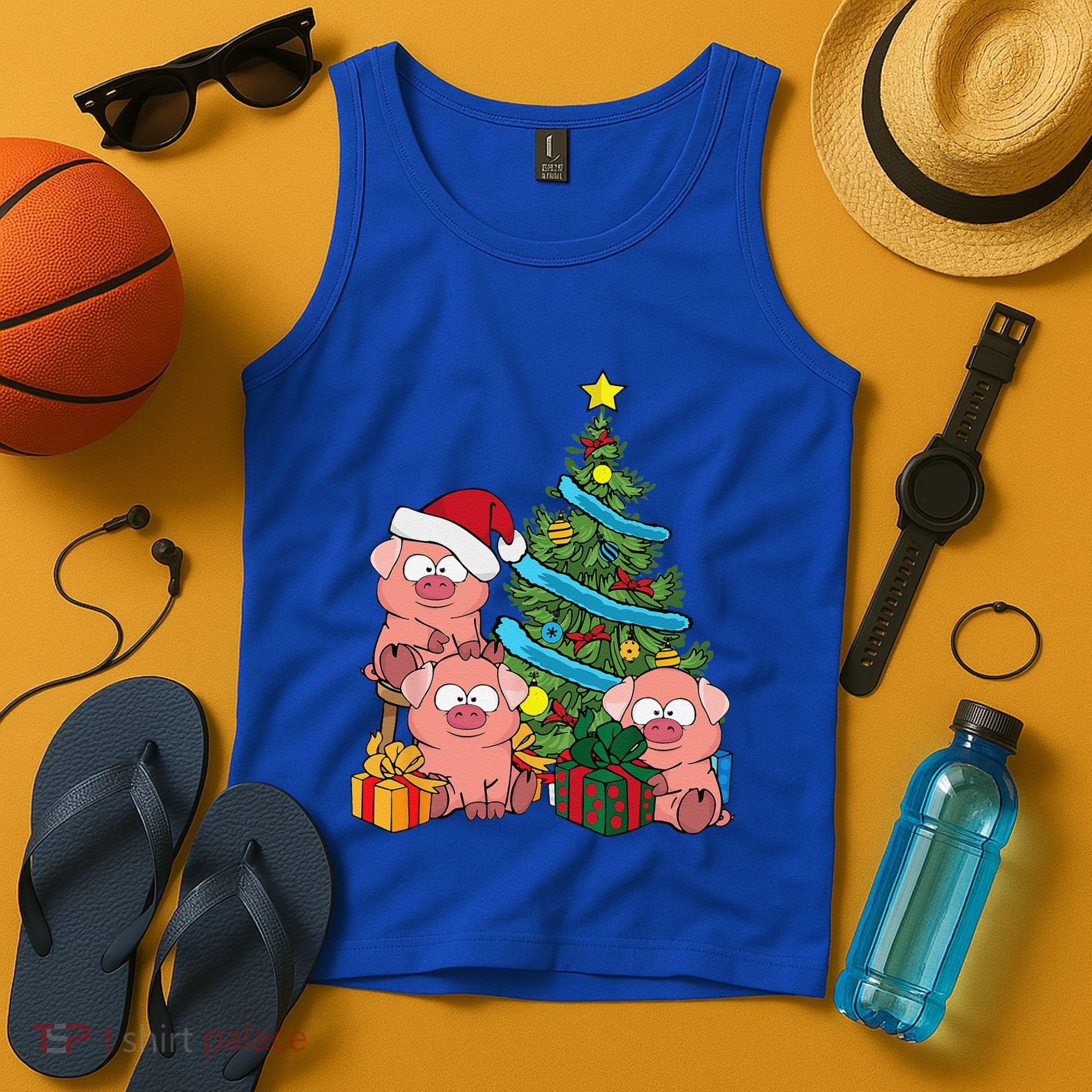Christmas Tree Pig Lover Farm Animals Swine Pig Tank Top
