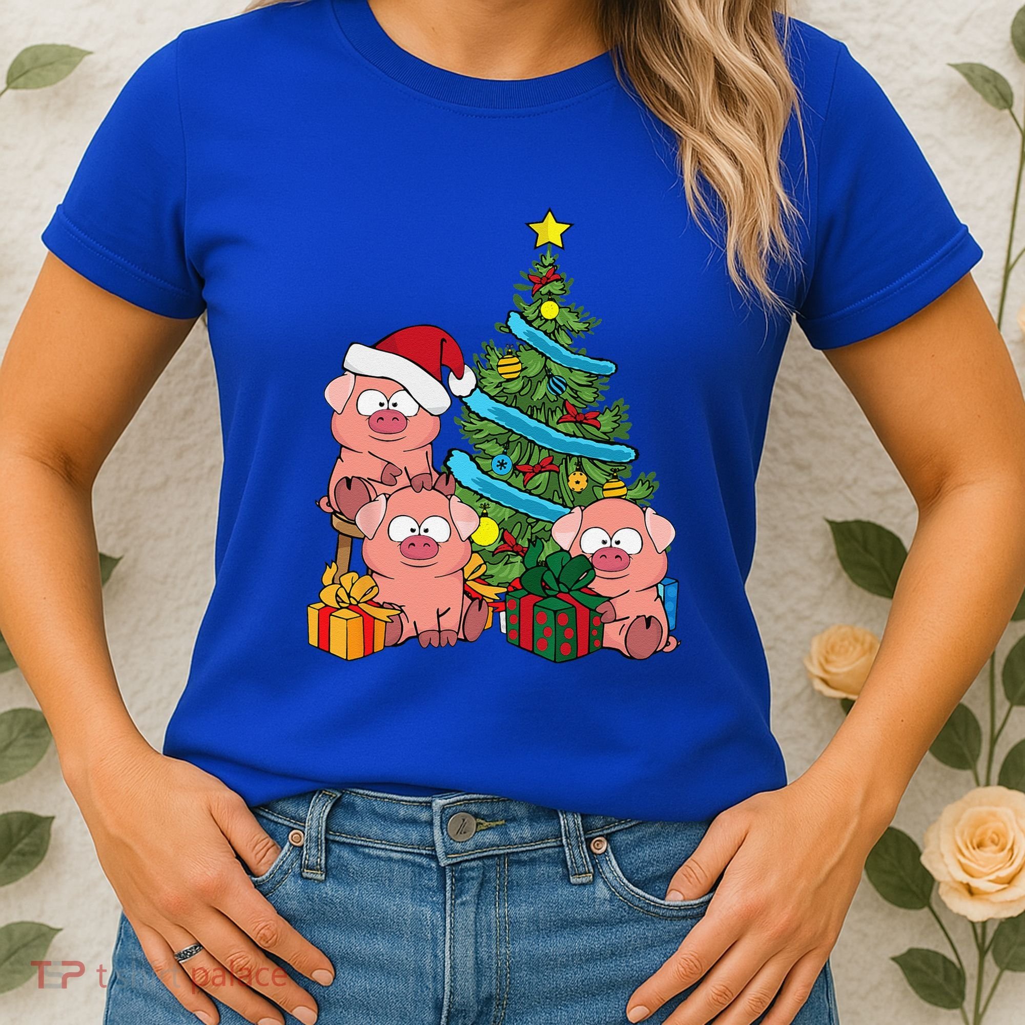 Christmas Tree Pig Lover Farm Animals Swine Pig Women's T-Shirt
