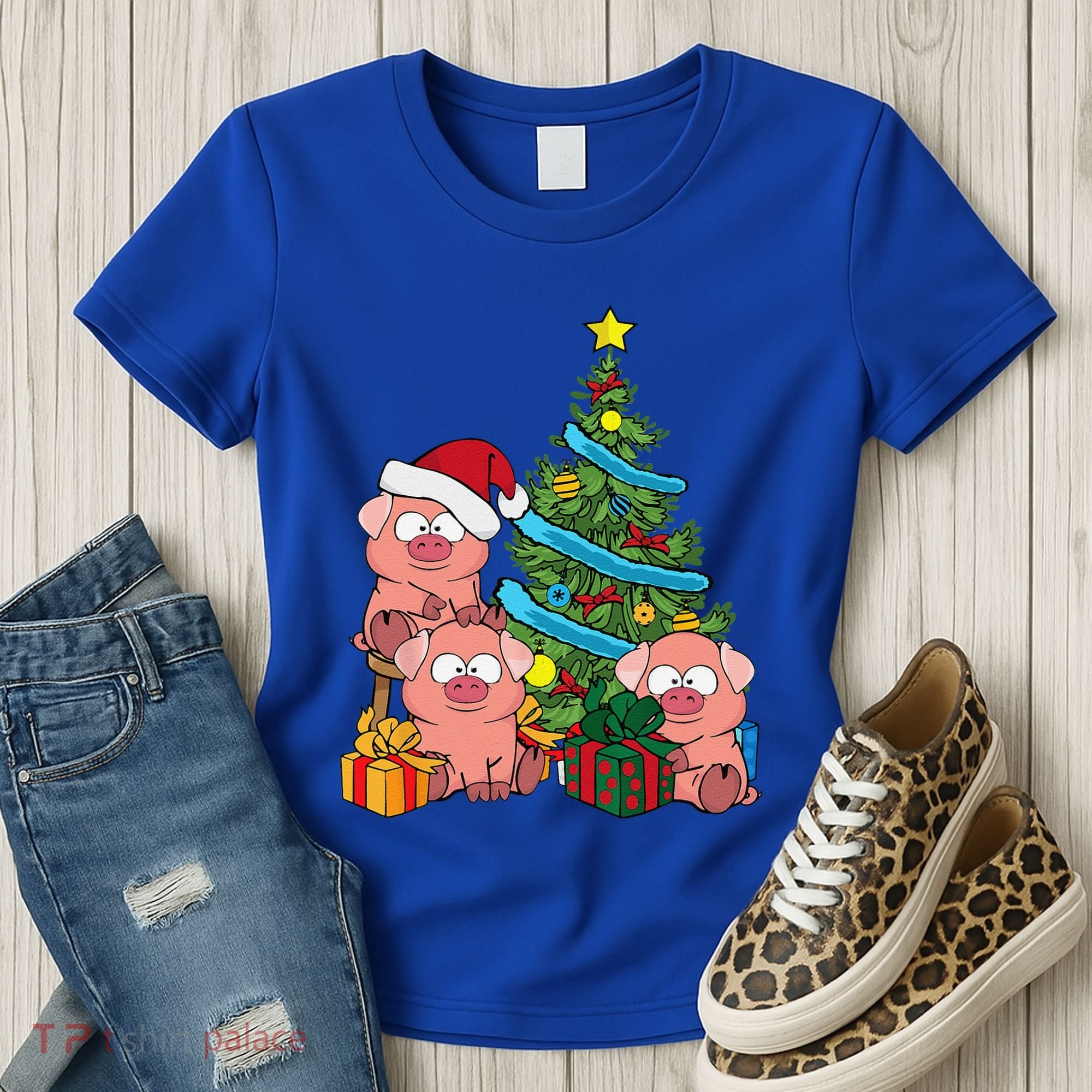 Christmas Tree Pig Lover Farm Animals Swine Pig Women's T-Shirt