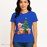 Christmas Tree Pig Lover Farm Animals Swine Pig Women's T-Shirt thumb 4