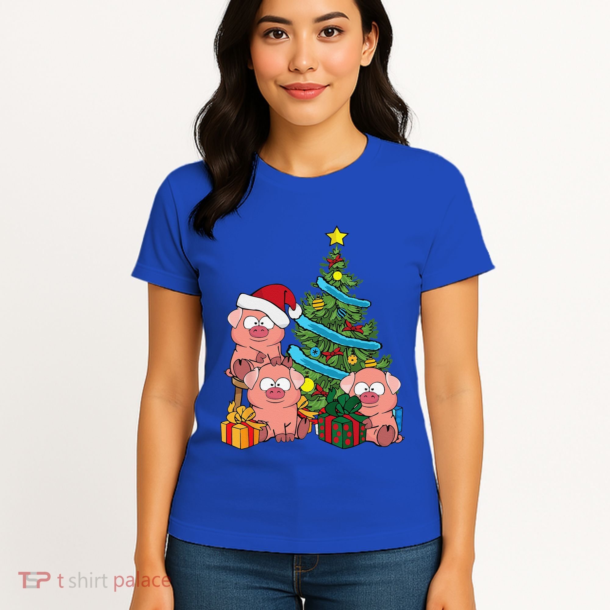 Christmas Tree Pig Lover Farm Animals Swine Pig Women's T-Shirt