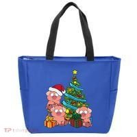 Christmas Tree Pig Lover Farm Animals Swine Pig Tote Bag thumb 0