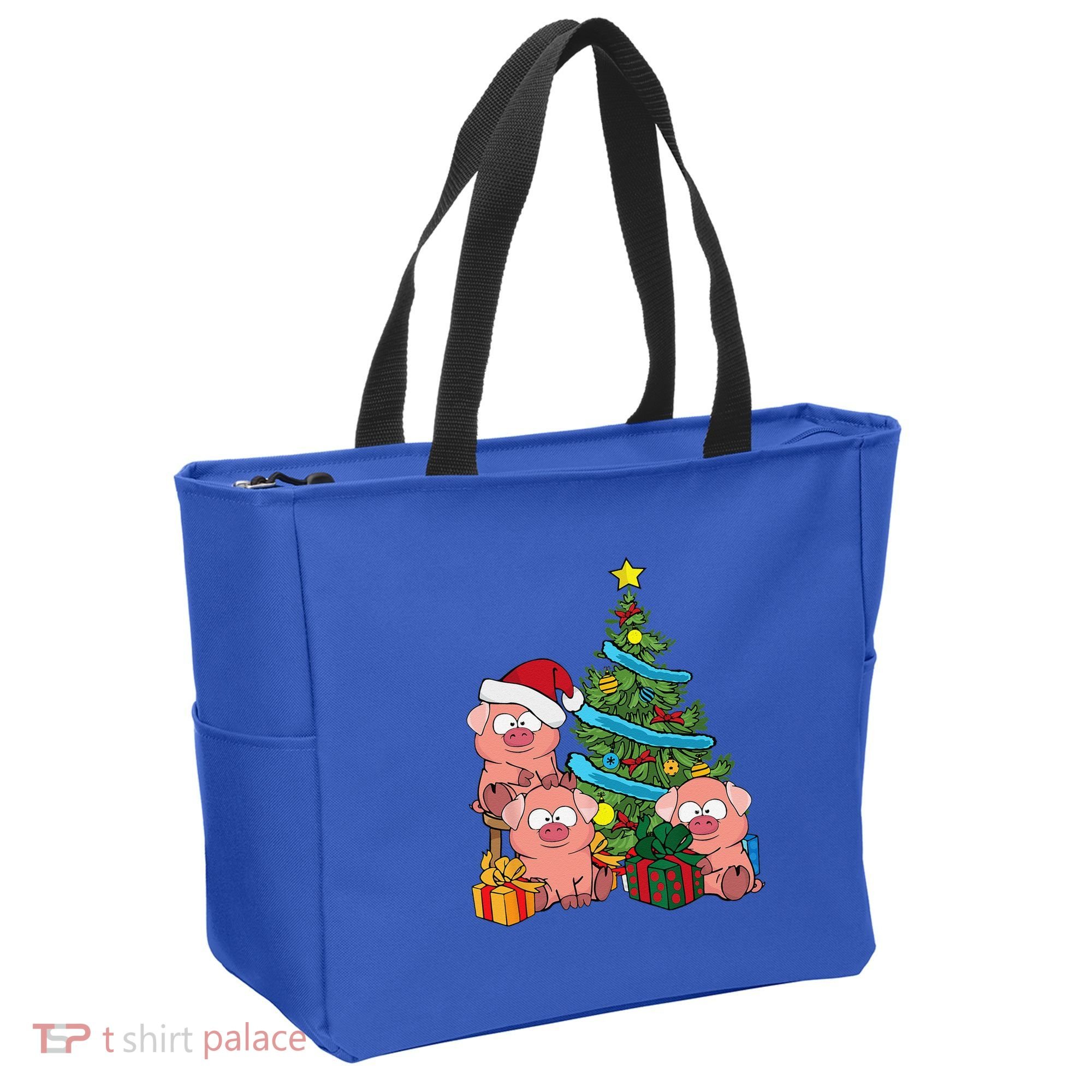 Christmas Tree Pig Lover Farm Animals Swine Pig Tote Bag