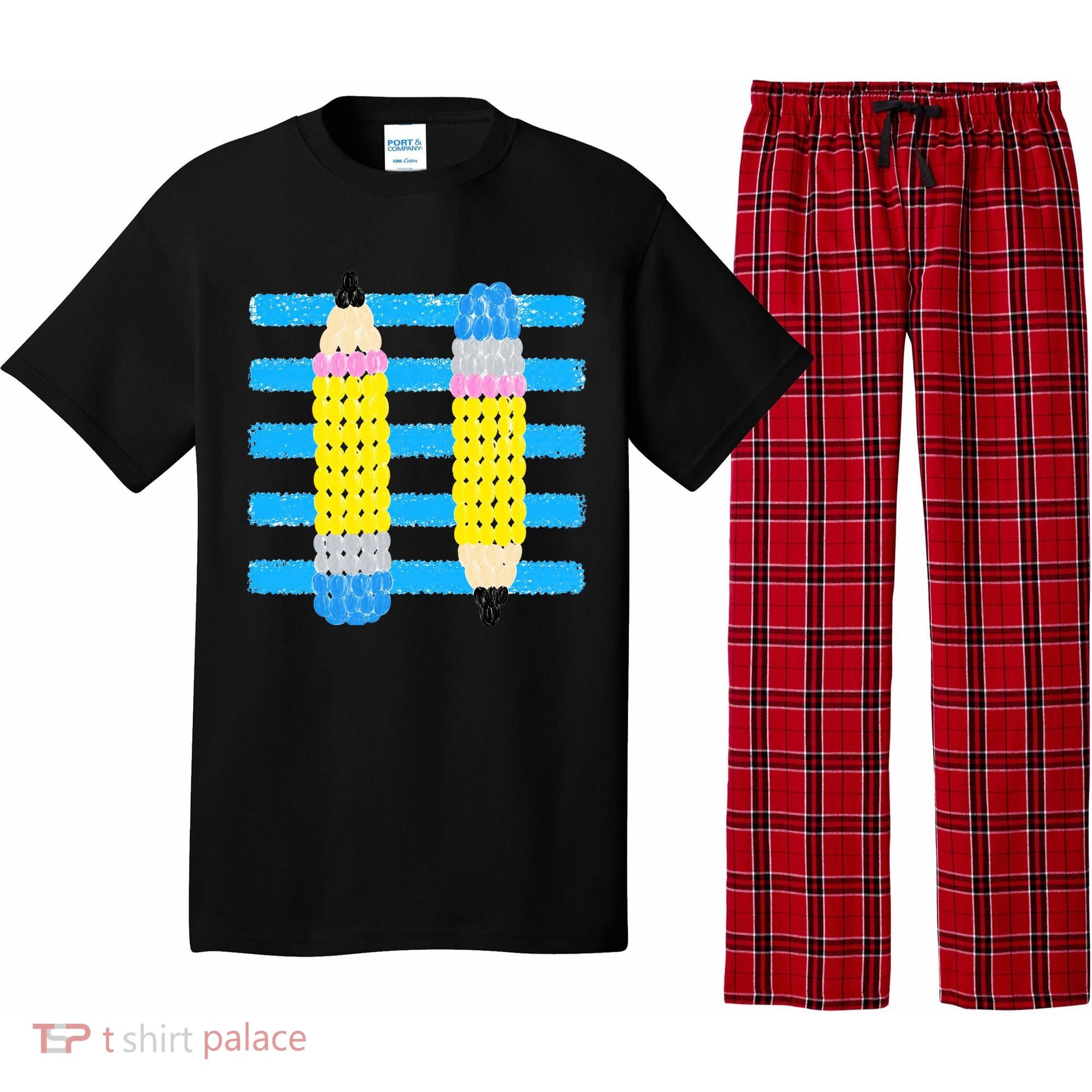 Coastal Teacher Pencils Stripes Back To School Gift Pajama Set