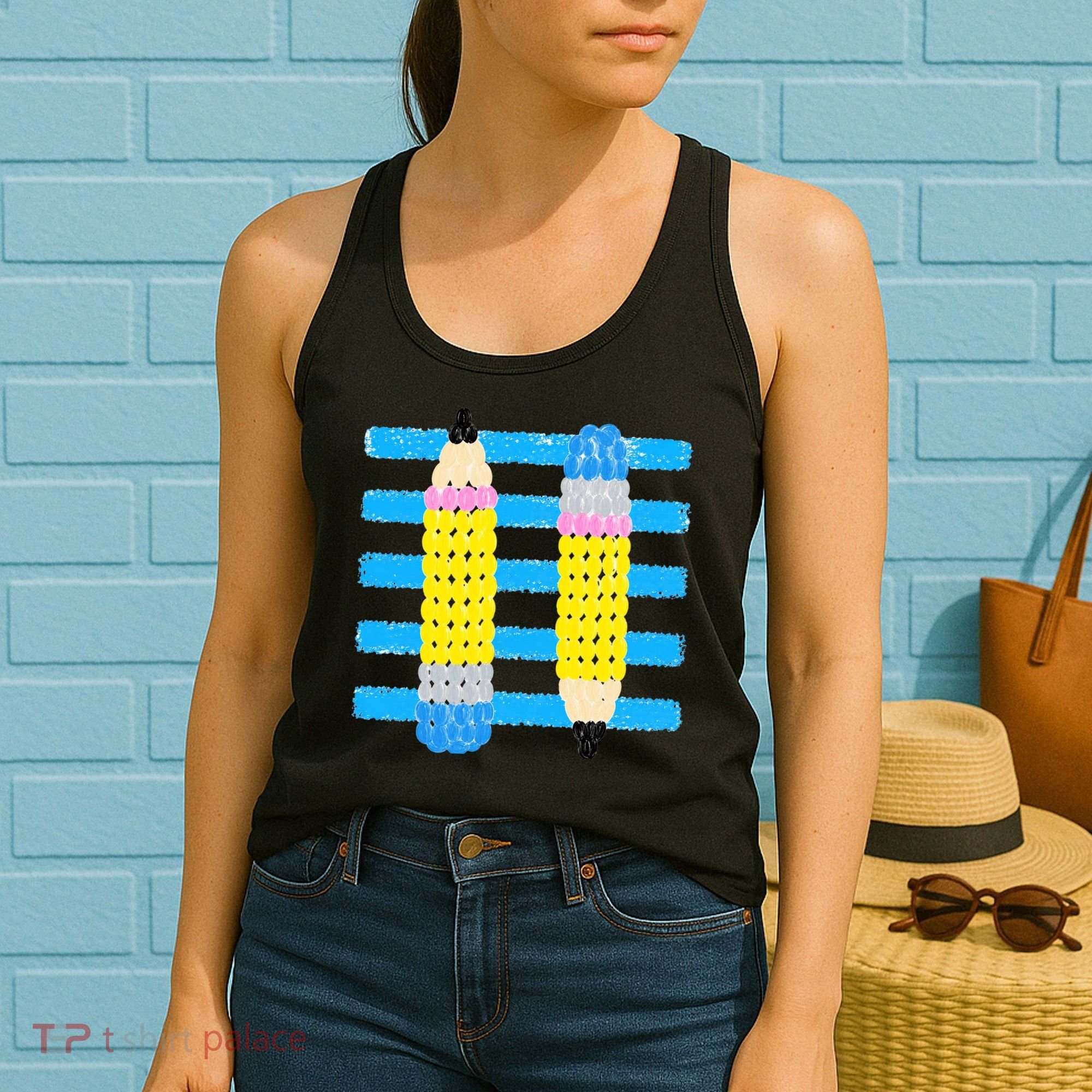 Coastal Teacher Pencils Stripes Back To School Gift Women's Tank Top