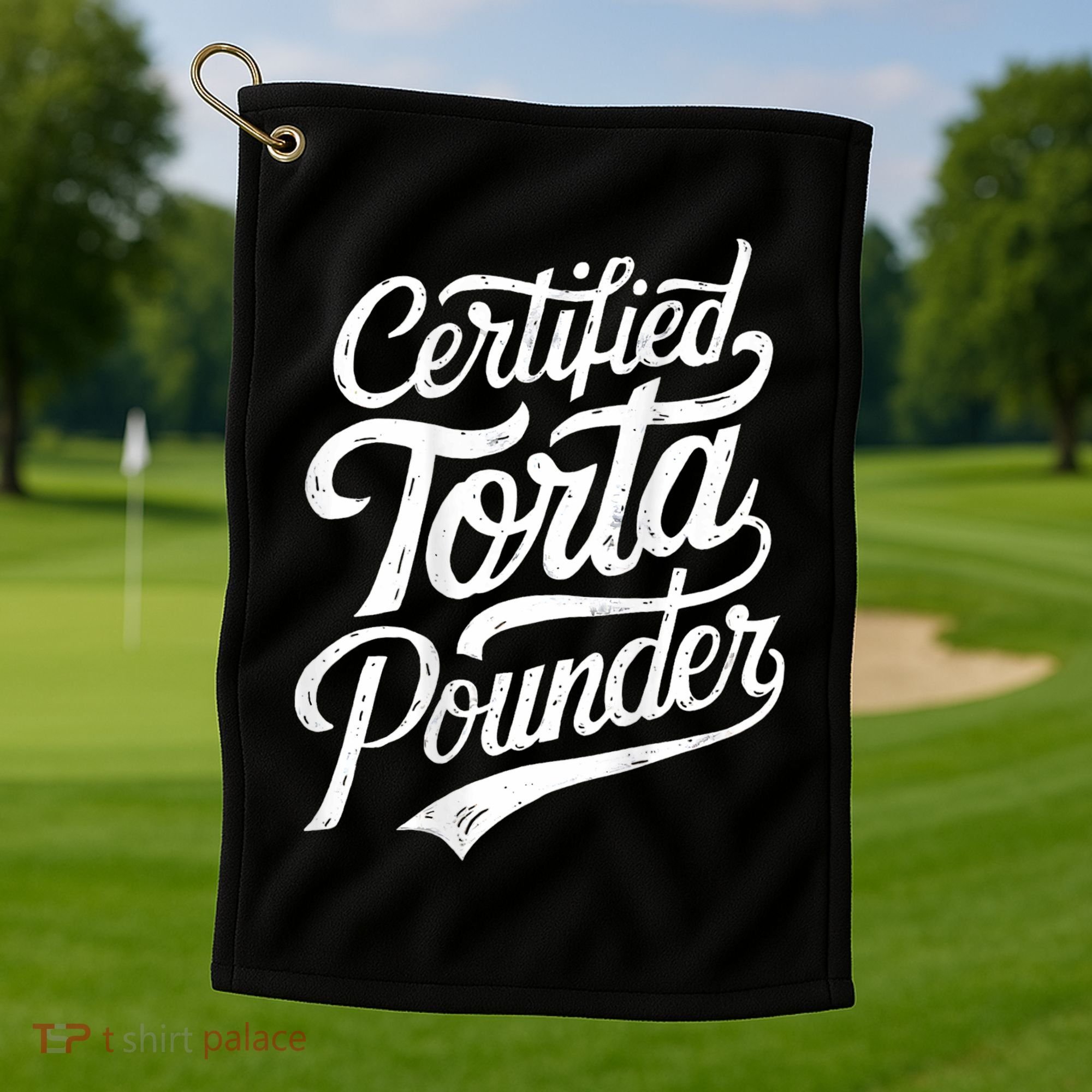 Certified Torta Pounder Funny Torta Pounder On Back Golf Towel