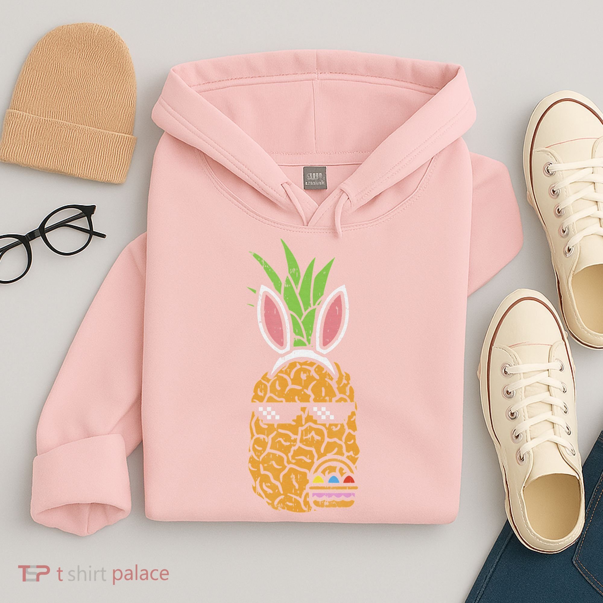 Cool Thug Pineapple Easter Bunny Eggs Fruit Lover Gift Hoodie
