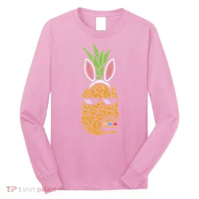 Cool Thug Pineapple Easter Bunny Eggs Fruit Lover Gift Long Sleeve Shirt