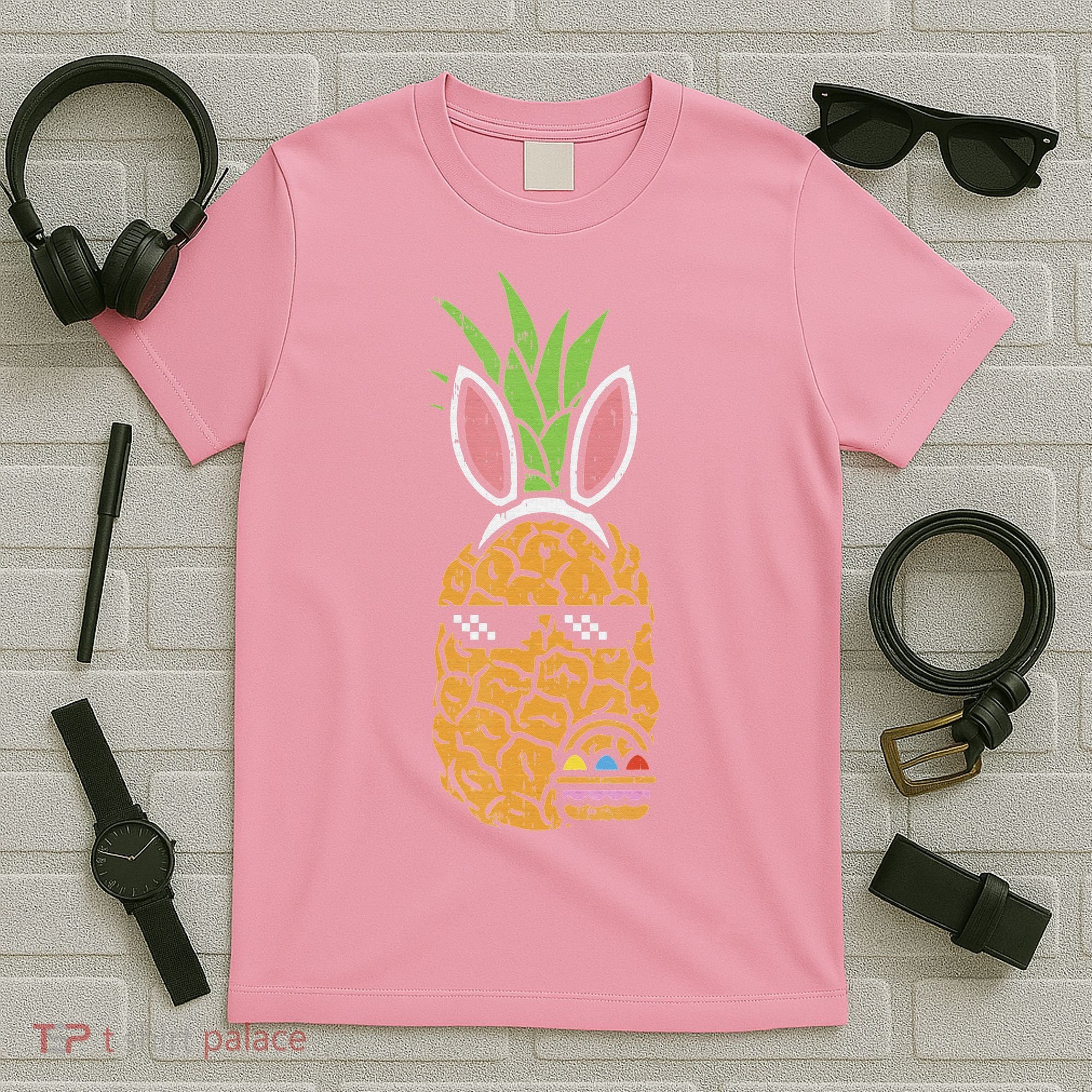 Cool Thug Pineapple Easter Bunny Eggs Fruit Lover Gift T-Shirt