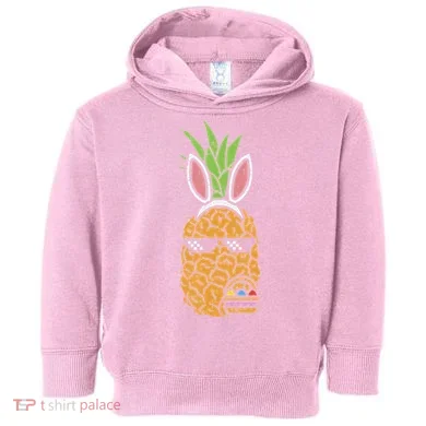 Cool Thug Pineapple Easter Bunny Eggs Fruit Lover Gift Toddler Hoodie