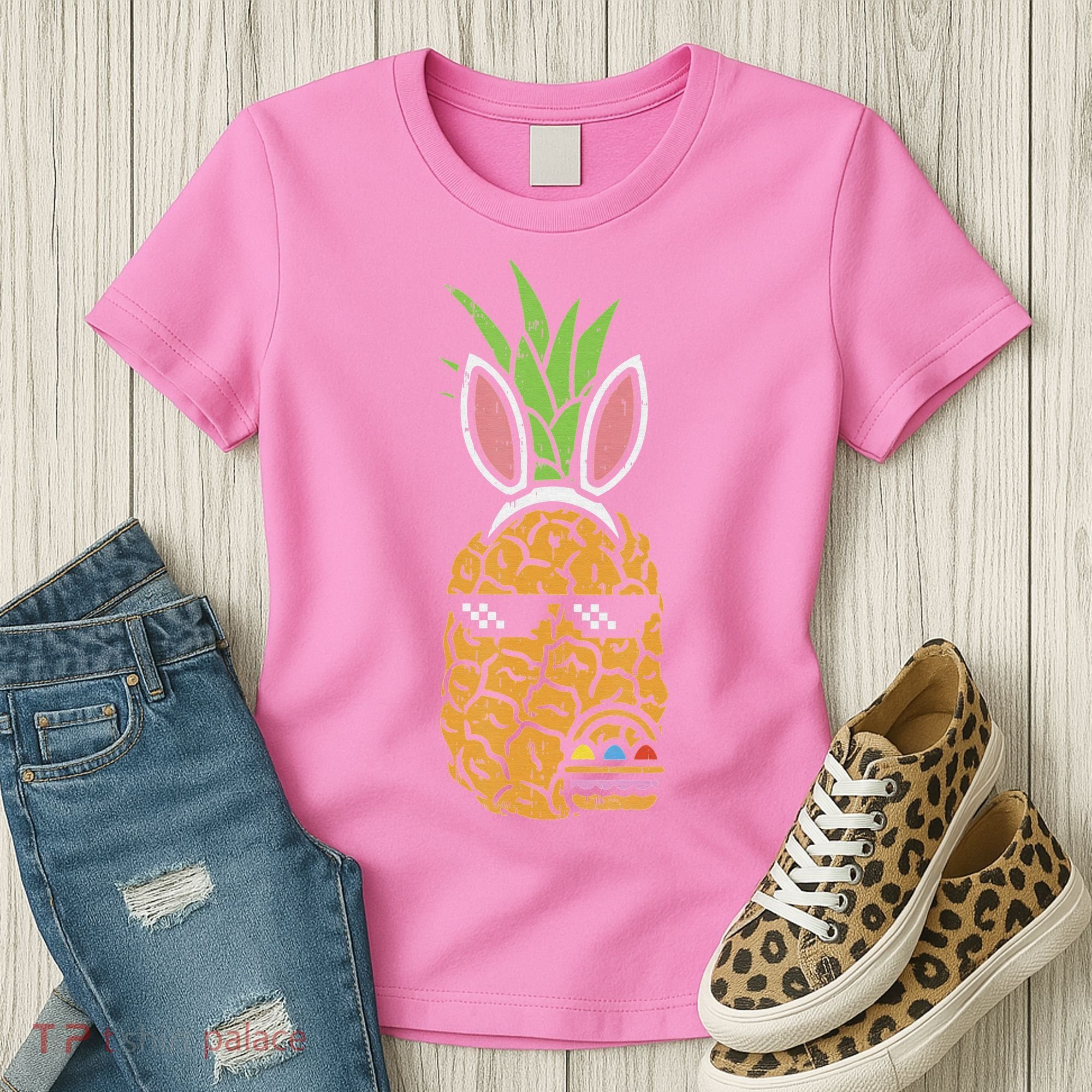 Cool Thug Pineapple Easter Bunny Eggs Fruit Lover Gift Women's T-Shirt