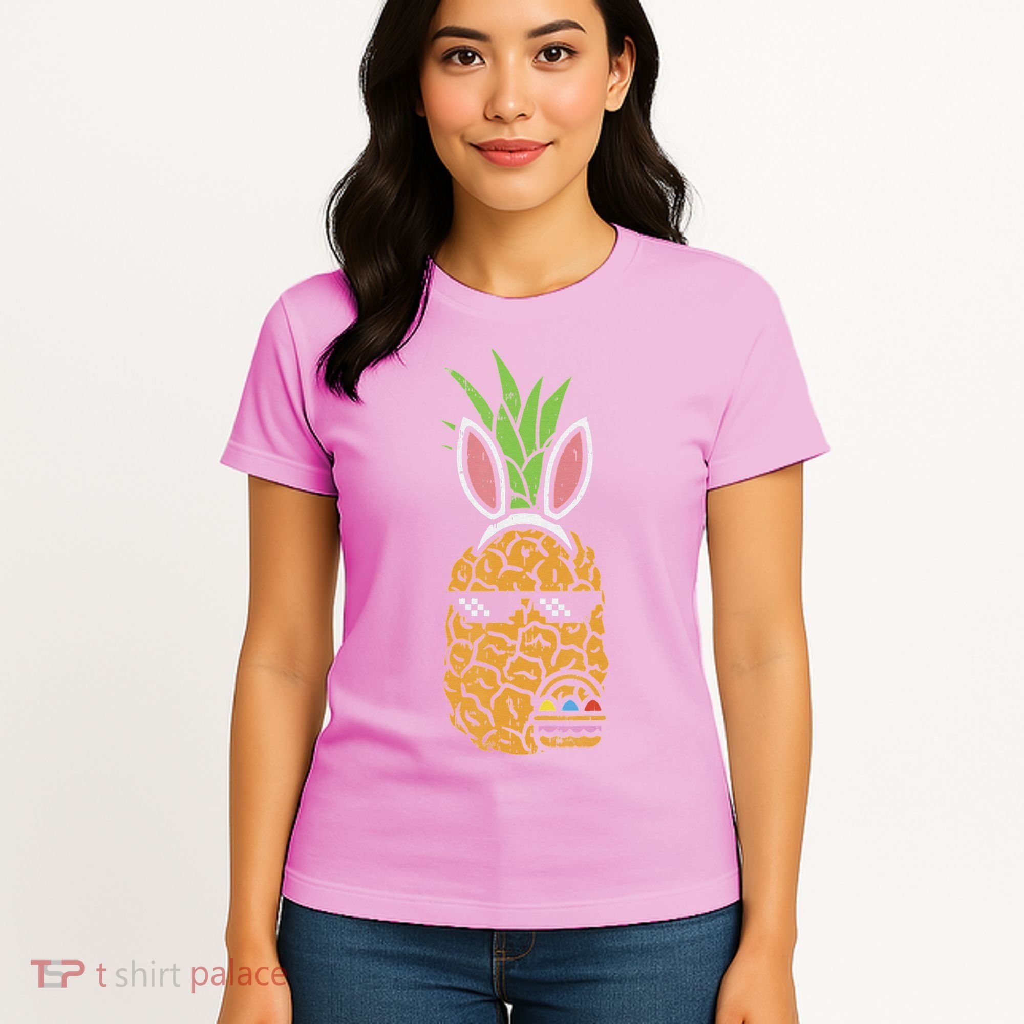 Cool Thug Pineapple Easter Bunny Eggs Fruit Lover Gift Women's T-Shirt