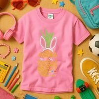 Cool Thug Pineapple Easter Bunny Eggs Fruit Lover Gift Kids T-Shirt thumb 3