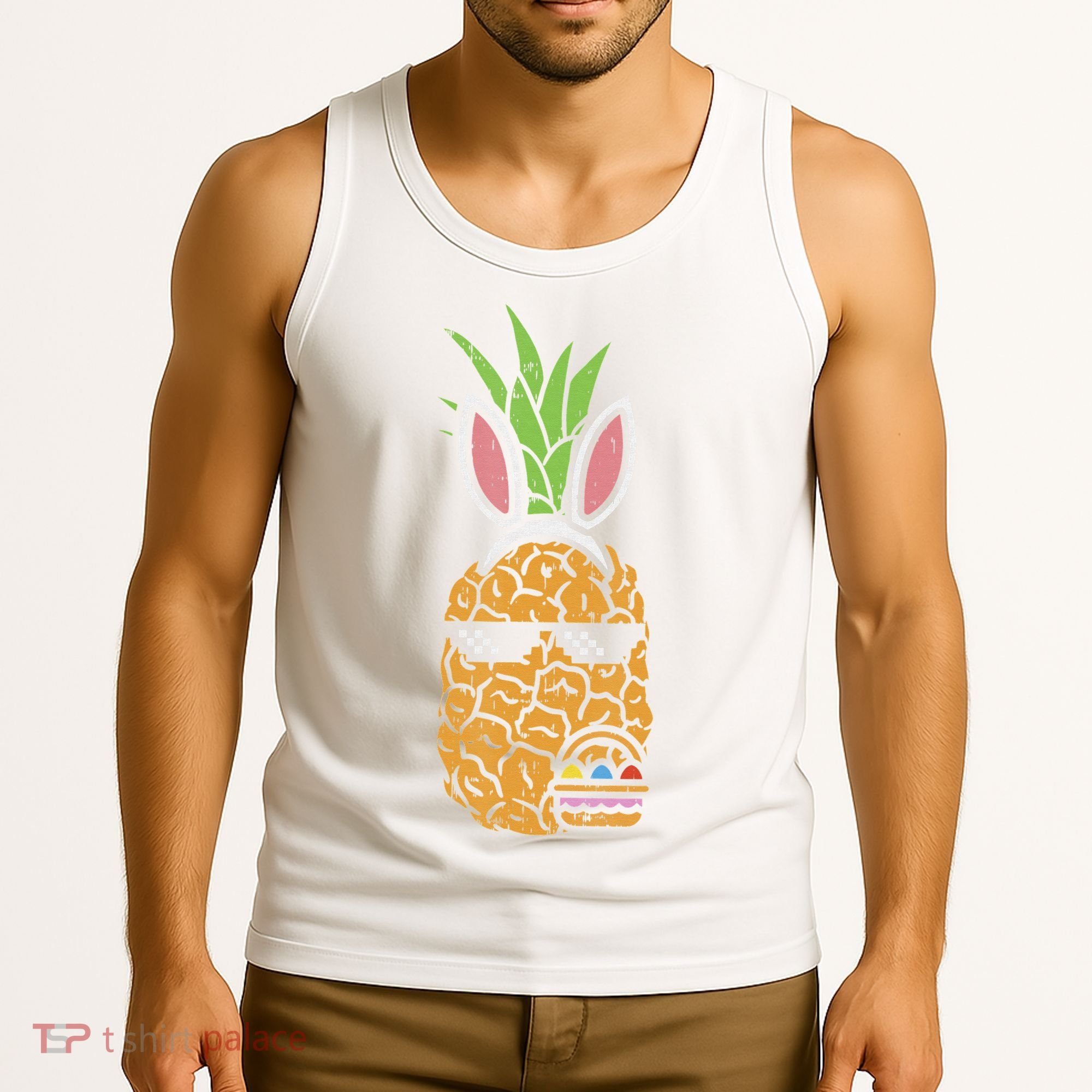 Cool Thug Pineapple Easter Bunny Eggs Fruit Lover Gift Tank Top