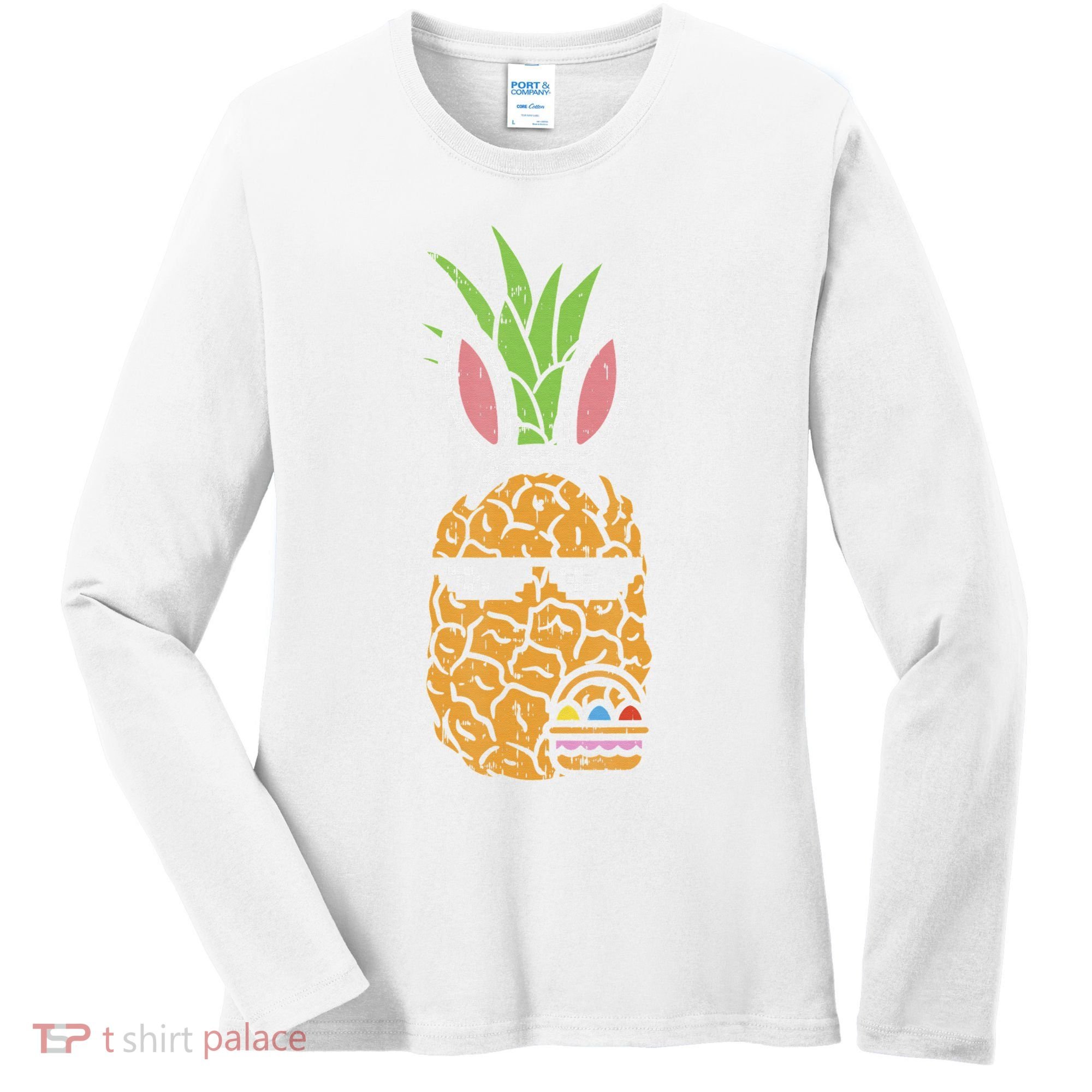Cool Thug Pineapple Easter Bunny Eggs Fruit Lover Gift Women's Long Sleeve Shirt