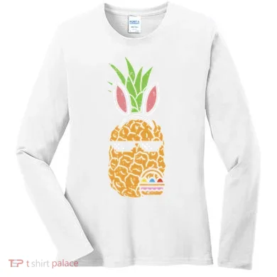 Cool Thug Pineapple Easter Bunny Eggs Fruit Lover Gift Women's Long Sleeve Shirt
