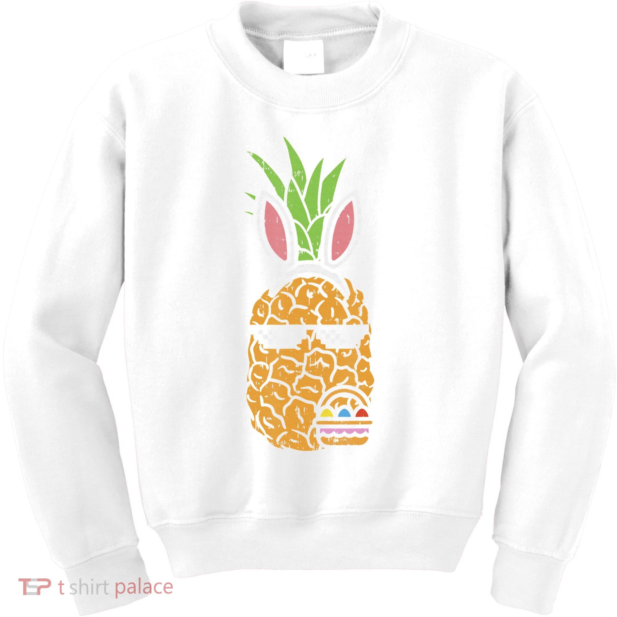 Cool Thug Pineapple Easter Bunny Eggs Fruit Lover Gift Kids Sweatshirt