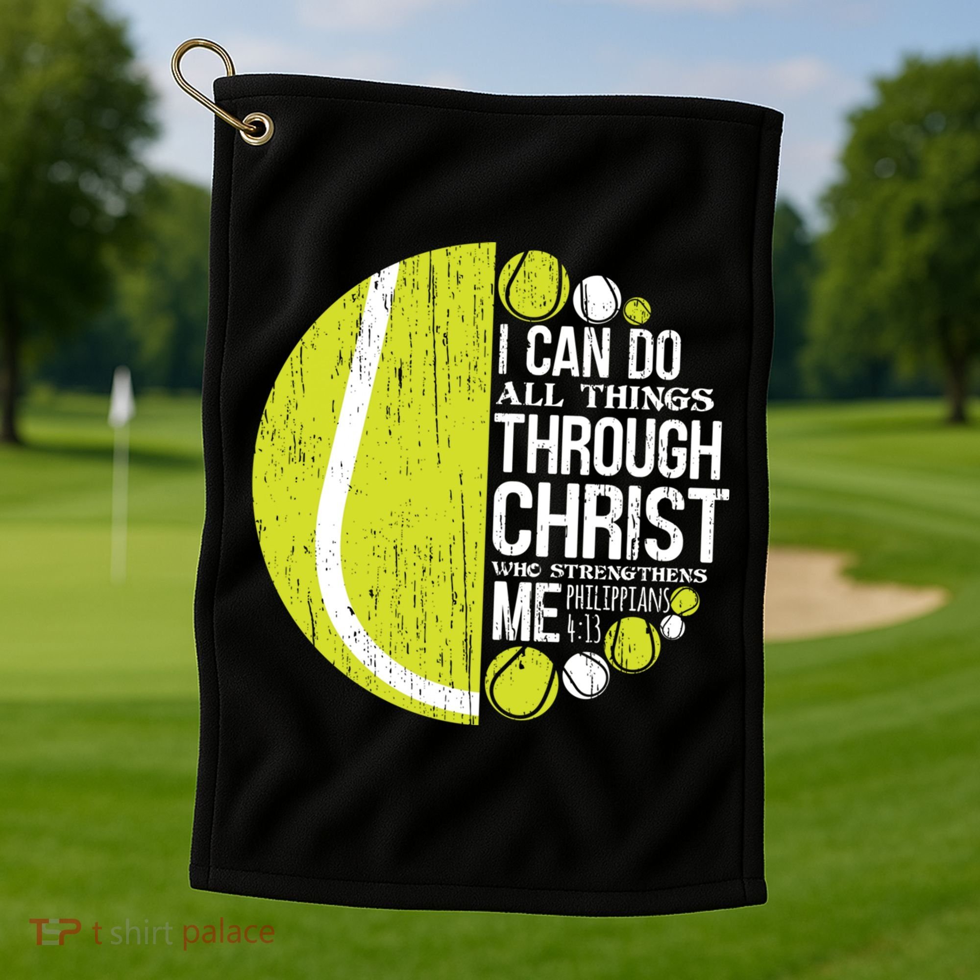 Christian Tennis Philippians 4:13 Gift Gift Golf Towel