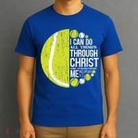 Christian Tennis Philippians 4:13 Gift Gift T-Shirt thumb 3