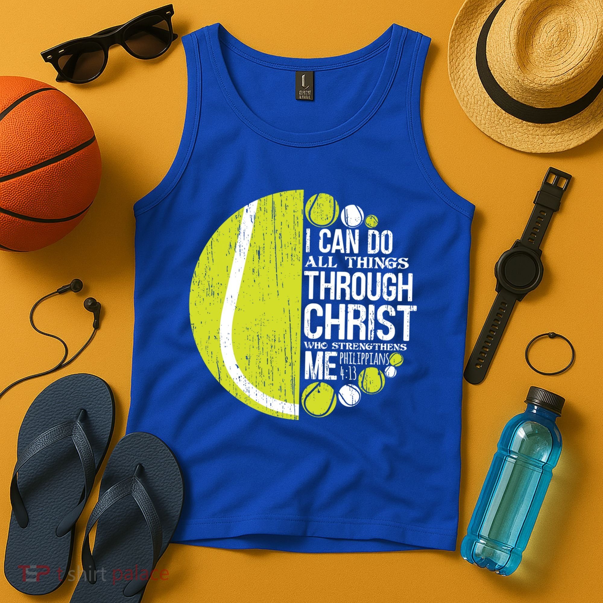 Christian Tennis Philippians 4:13 Gift Gift Tank Top