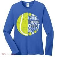 Christian Tennis Philippians 4:13 Gift Gift Women's Long Sleeve Shirt thumb 0