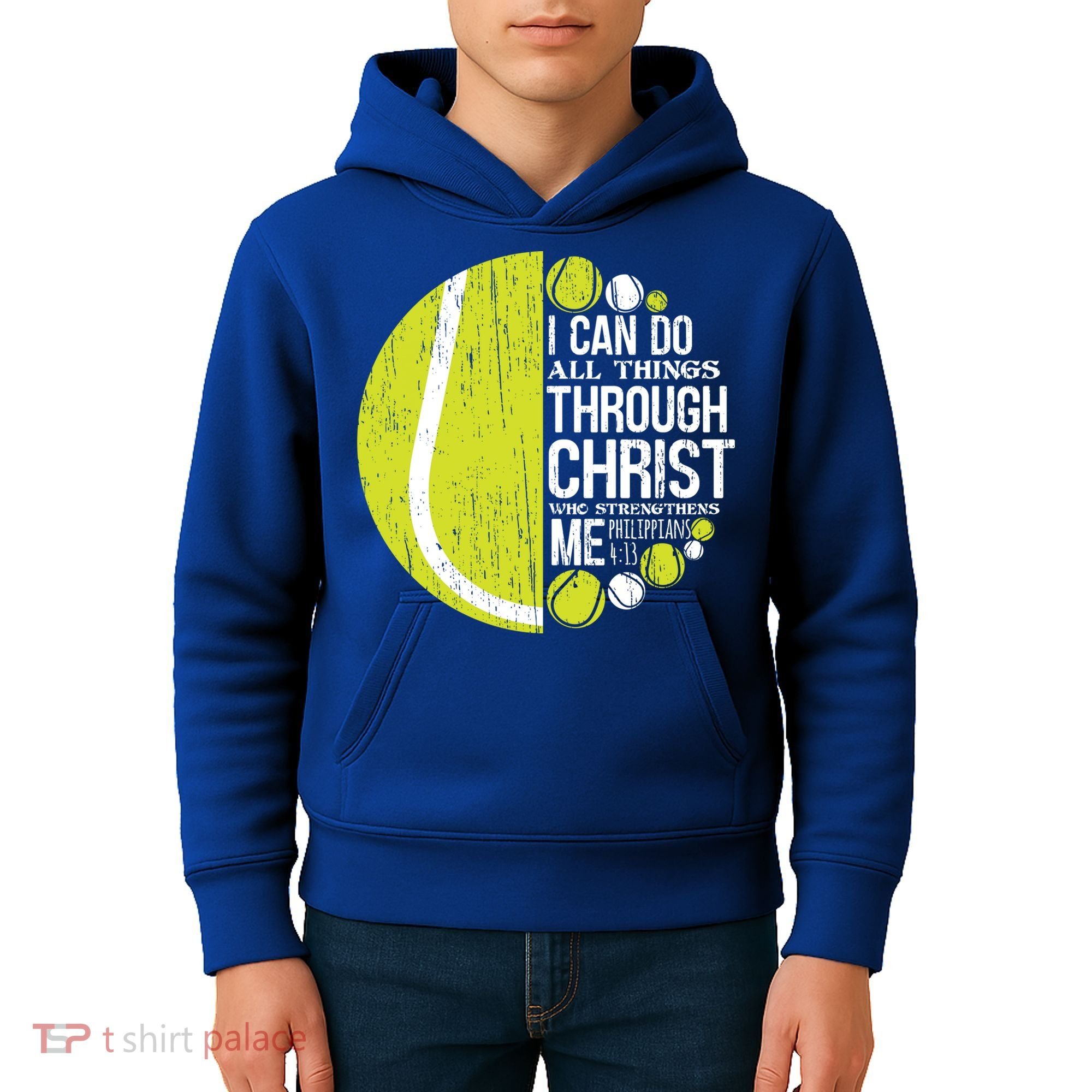 Christian Tennis Philippians 4:13 Gift Gift Kids Hoodie