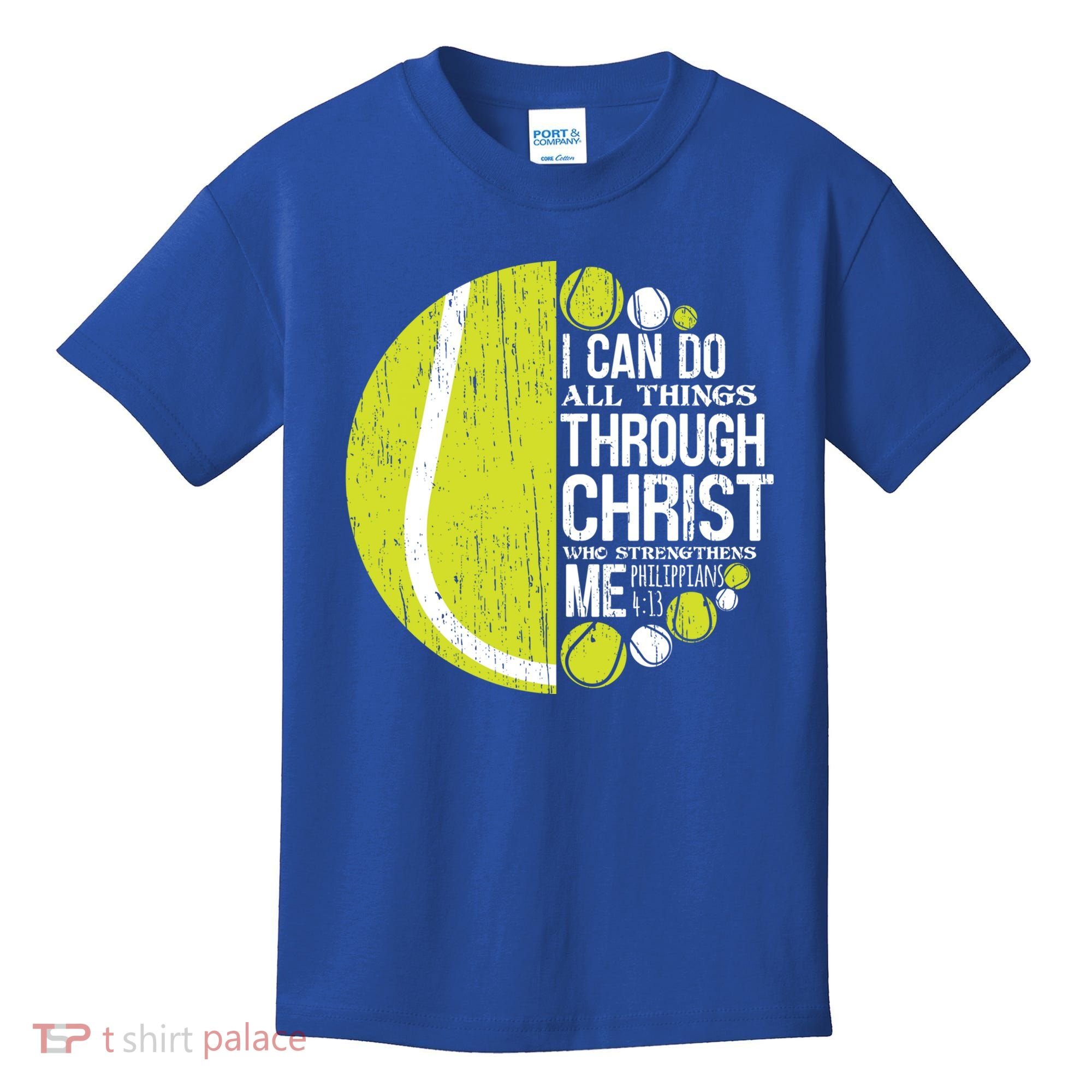 Christian Tennis Philippians 4:13 Gift Gift Kids T-Shirt